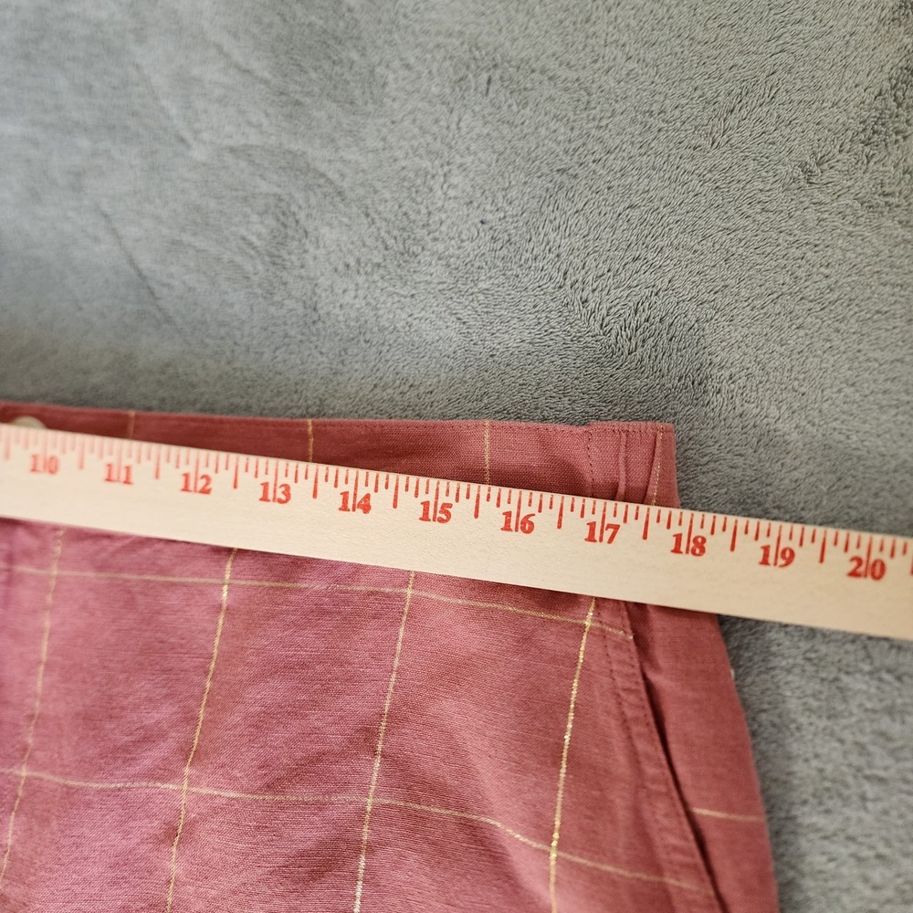 Liz Claiborne Size 14‎ Women's Rose Linen Blend Shorts Windowpane Plaid Summer - Picture 6 of 9